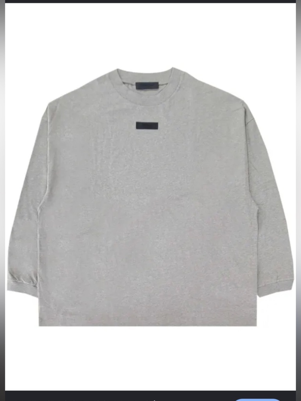 Fear of God Essentials Heather Gray Crewneck Pullover with Black Logo Patch